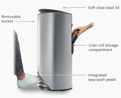 Arc™ 30L Easy-push Stainless-steel Pedal Trash Can