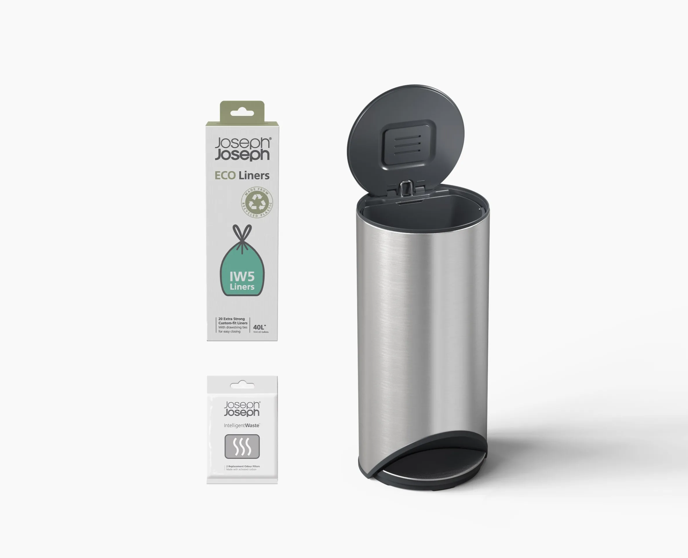 Arc™ 30L Easy-push Stainless-steel Pedal Trash Can Starter Set