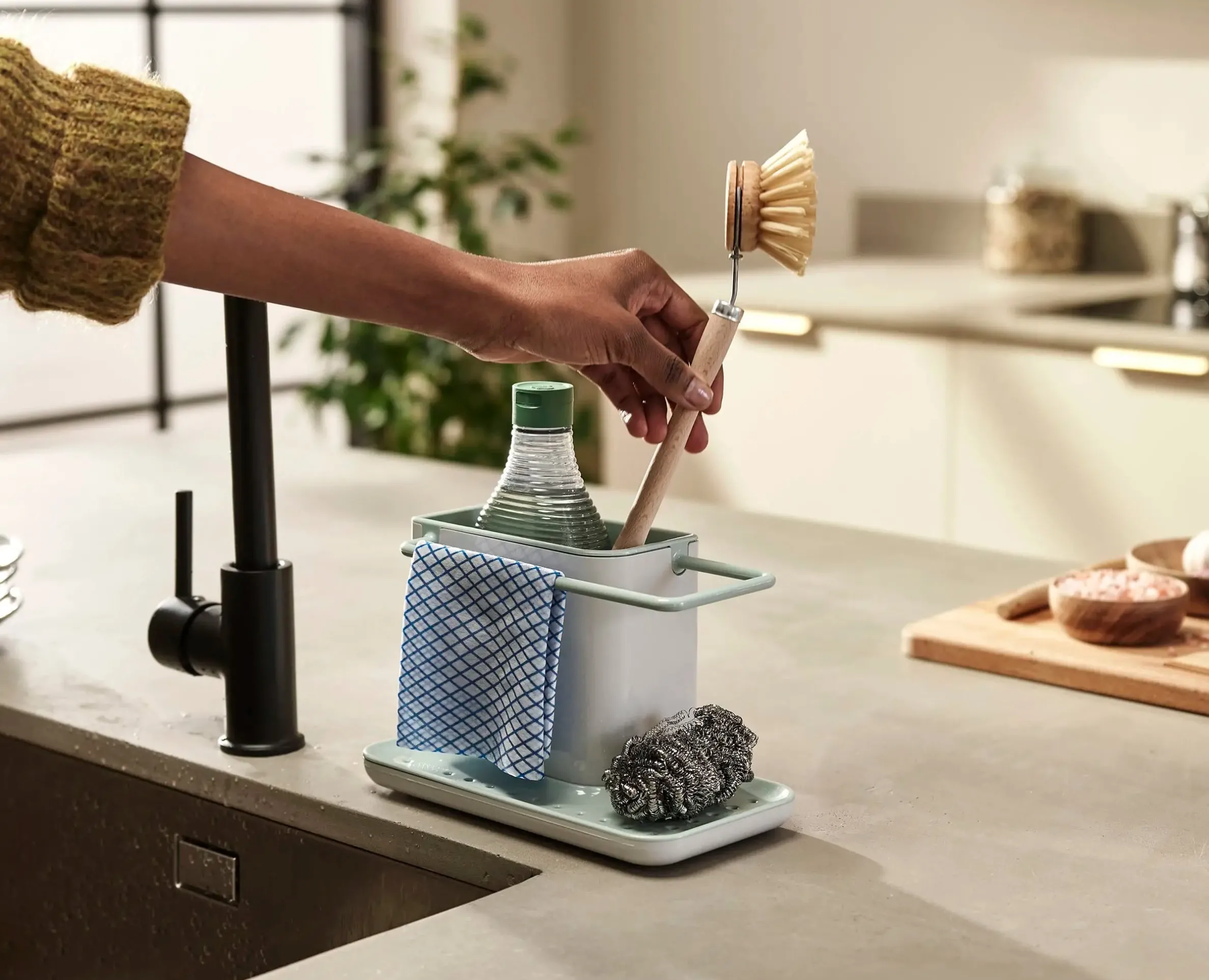Caddy™ Stone Green Kitchen Sink Organiser