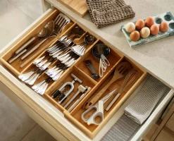 DrawerStore™ Bamboo Expanding Cutlery, Utensil & Gadgets Organizer
