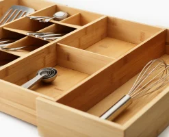 DrawerStore™ Bamboo Expanding Cutlery, Utensil & Gadgets Organizer