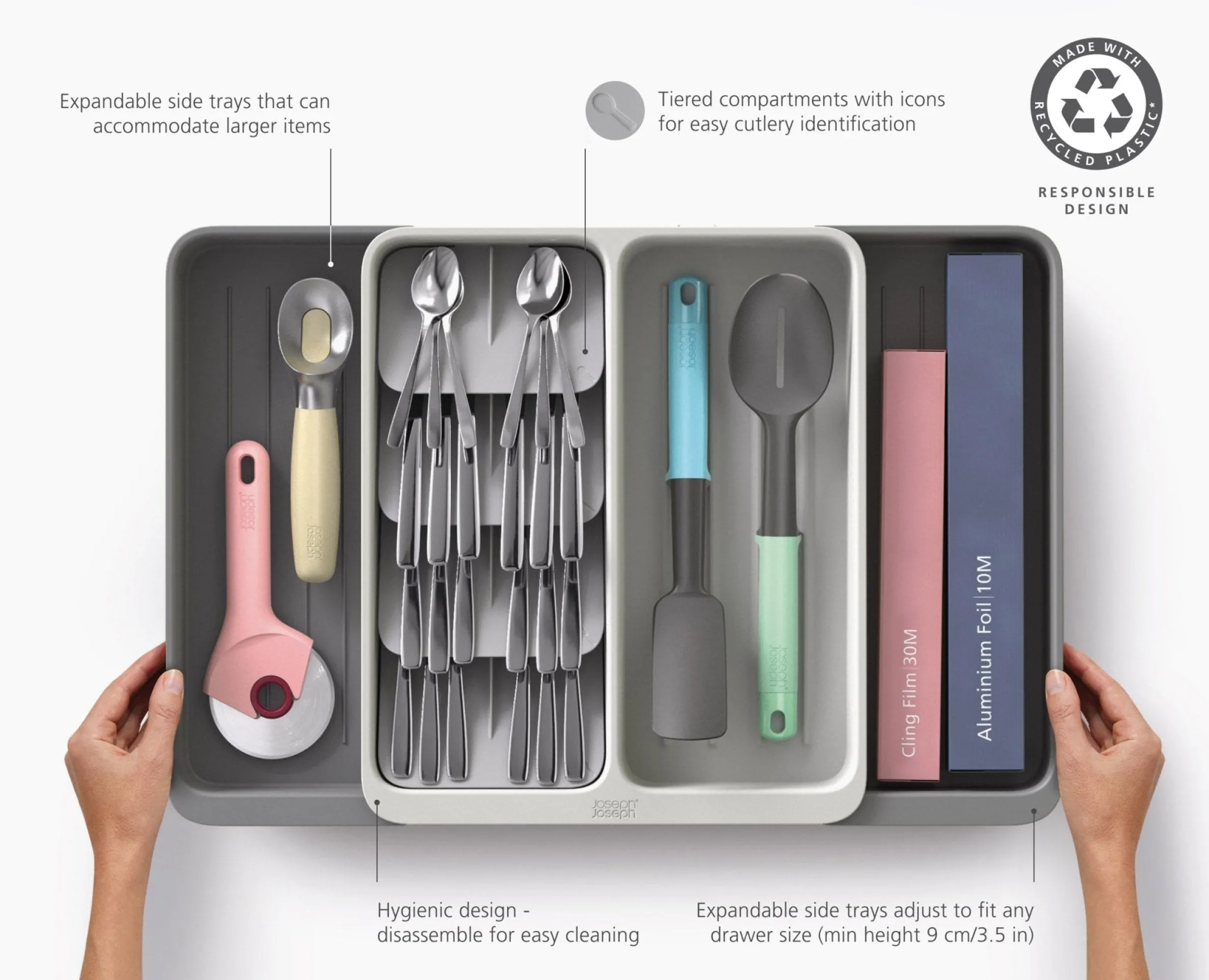 DrawerStore™ Expanding Tiered Cutlery, Utensil & Gadget Organizer