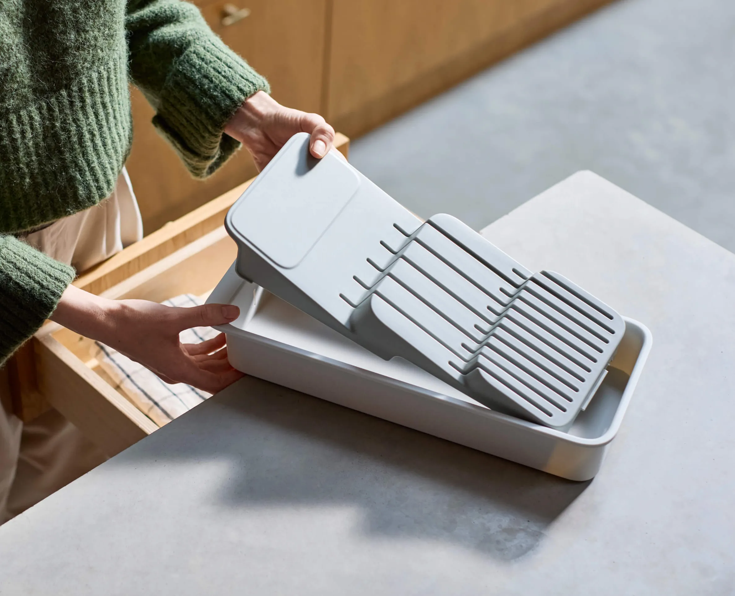 DrawerStore™ 2-Tier Compact Knife Organizer