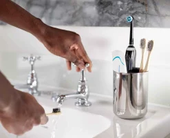 EasyStore™ Luxe Stainless-steel Toothbrush Caddy