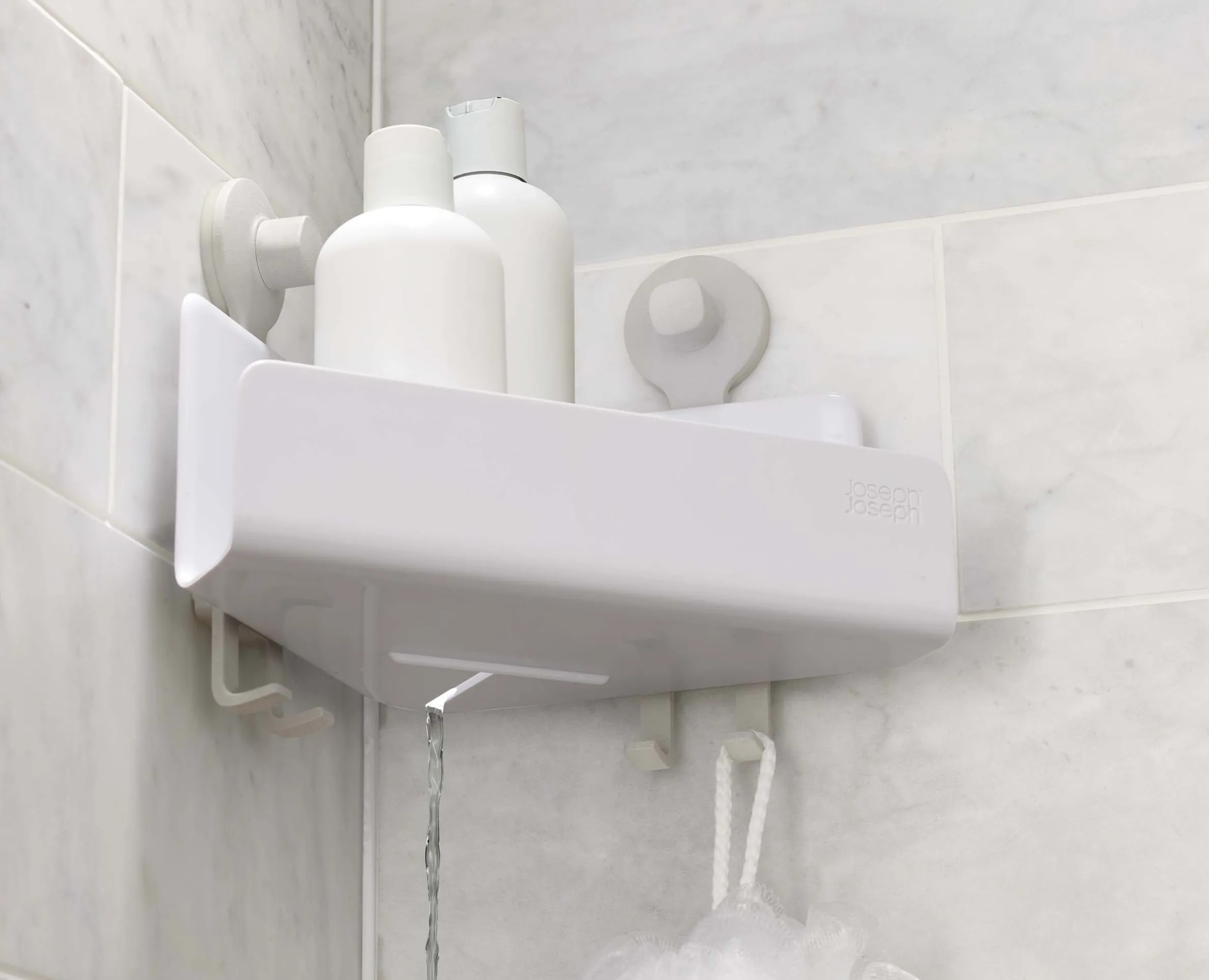 EasyStore™ 2-piece White Corner Shower Shelf Set