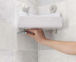 EasyStore™ 2-piece White Corner Shower Shelf Set
