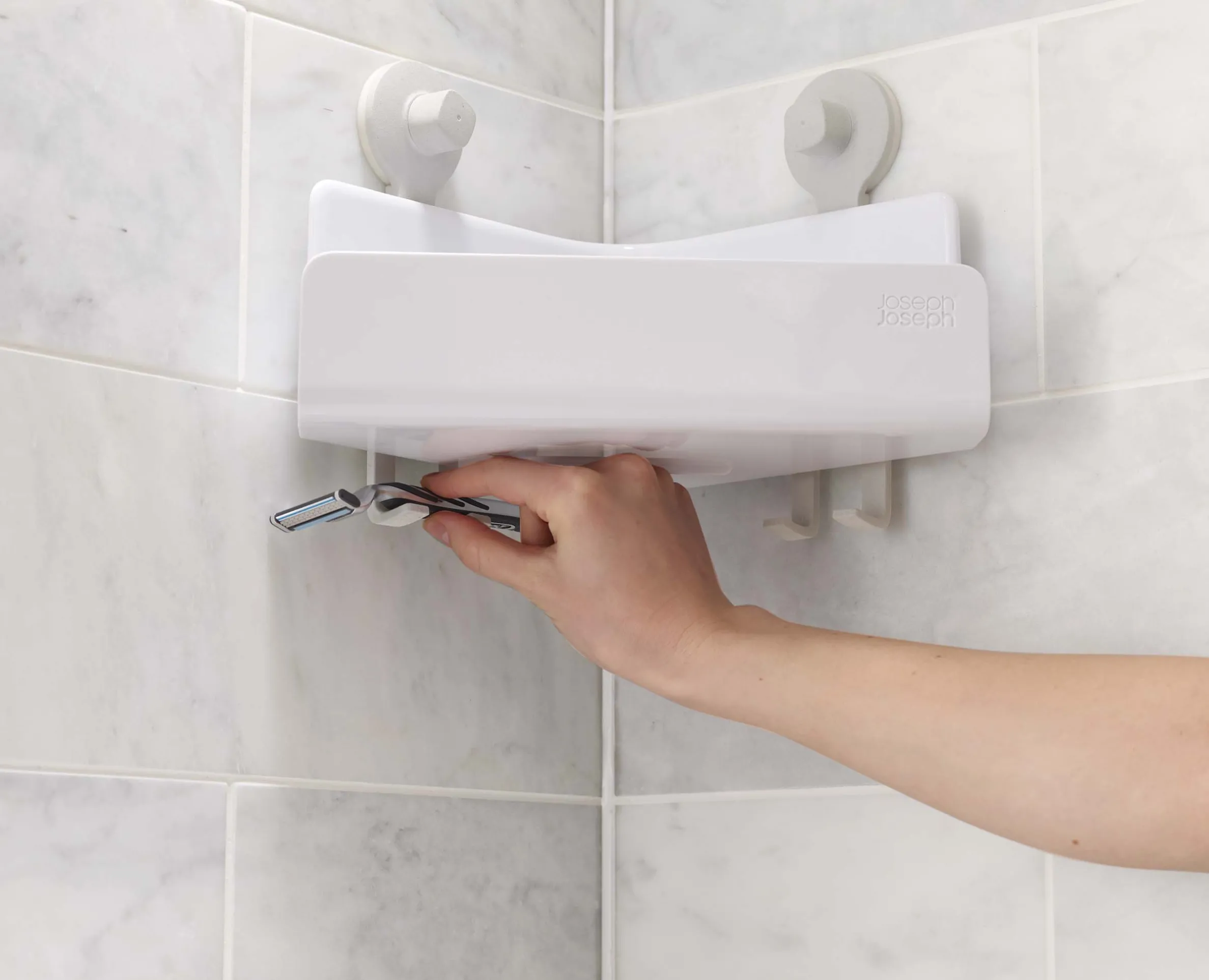 EasyStore™ 2-piece White Corner Shower Shelf Set