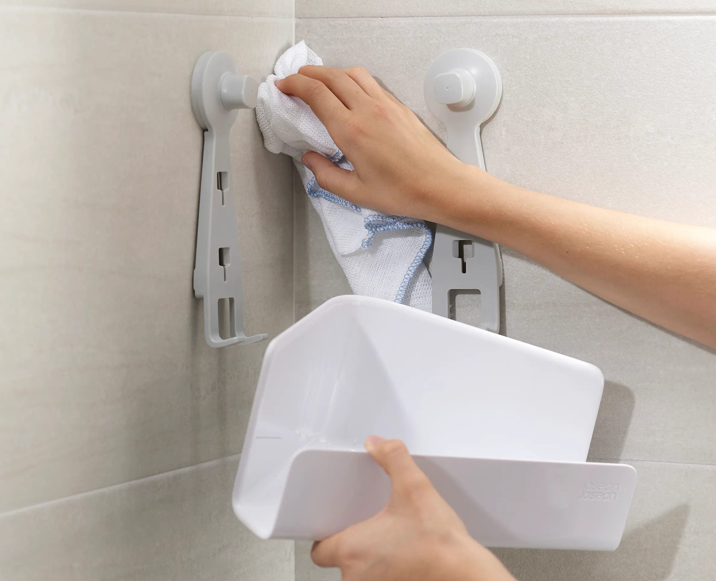 EasyStore™ 2-piece White Corner Shower Shelf Set