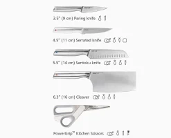Elevate™ Fusion 5-piece Knife & Scissor Set with Beechwood Block