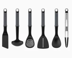 Elevate™ 6-piece Gray Utensils Carousel Set with Tongs