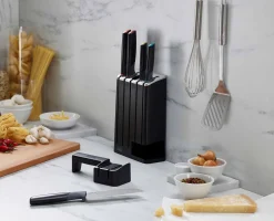 Elevate™ SlimBlock 5-piece Multicolor Knife Set with Sharpener
