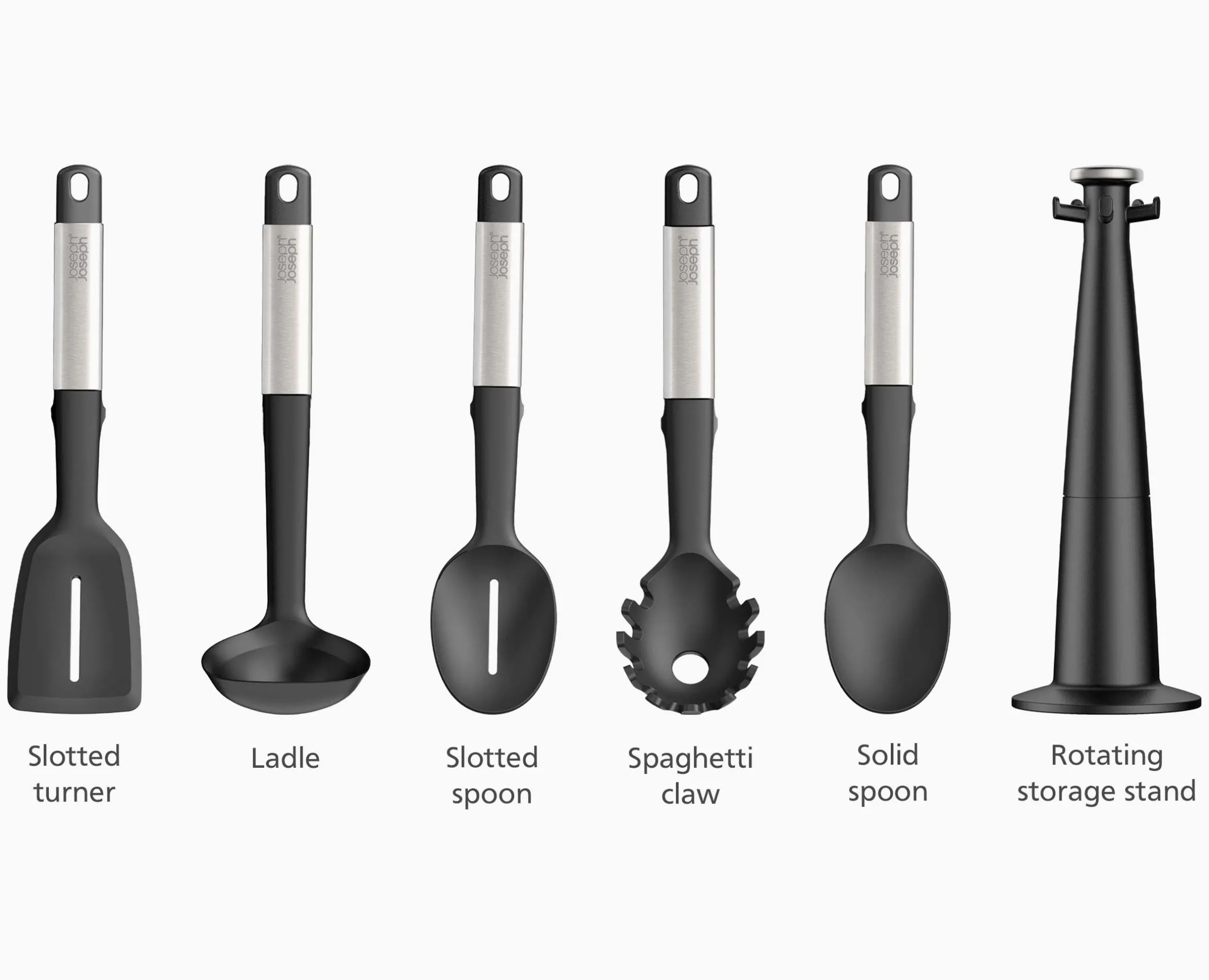 Elevate™ Stainless-steel Silicone 5-piece Utensils Carousel Set