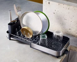Extend™ Slim Steel Expandable Gray Dish Drainer