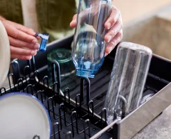 Extend™ Steel Plus Expandable Black Dish Drainer with Wine Glass Rack