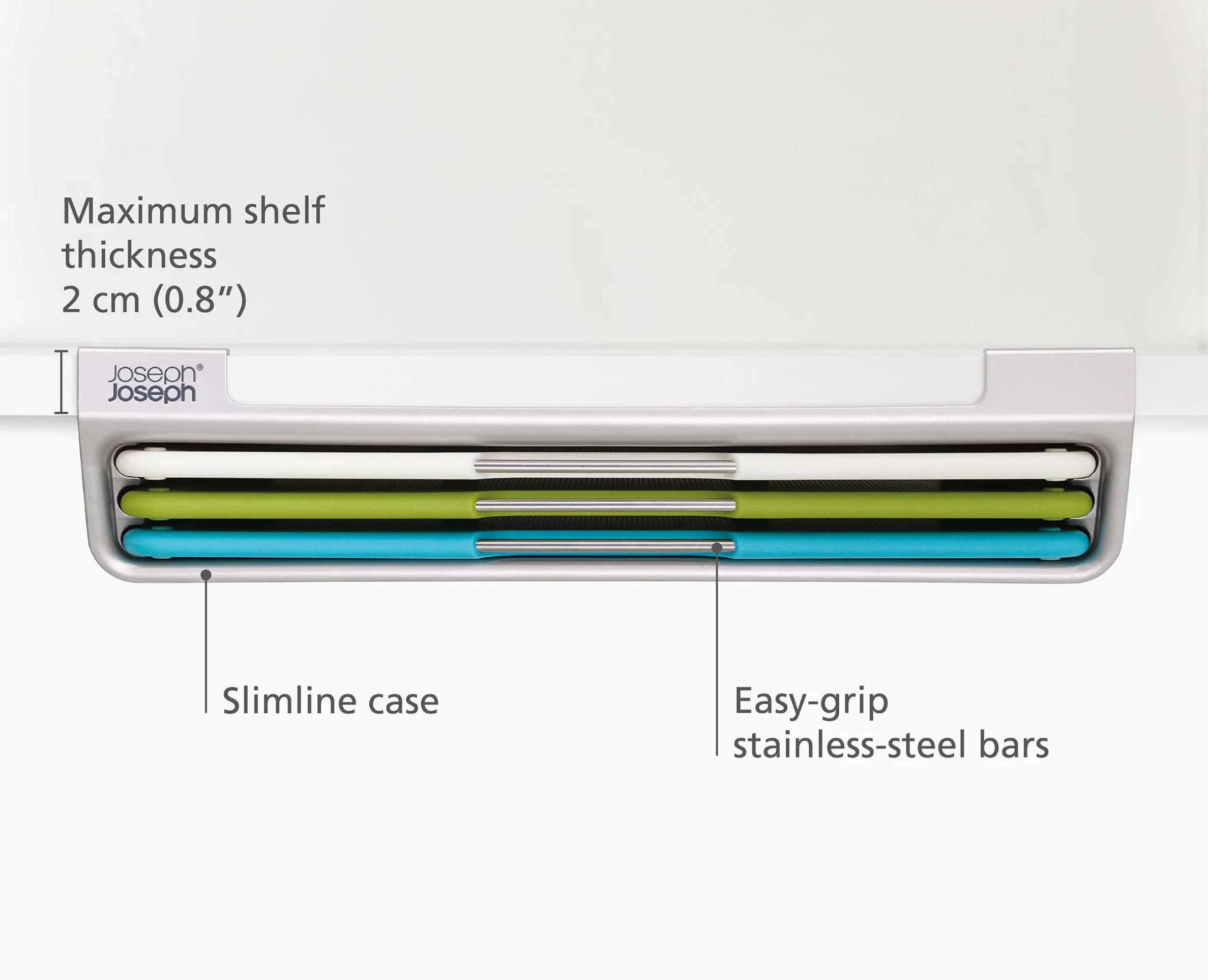 Folio™ Slim 3-piece Under-shelf Multicolor Cutting Board Set