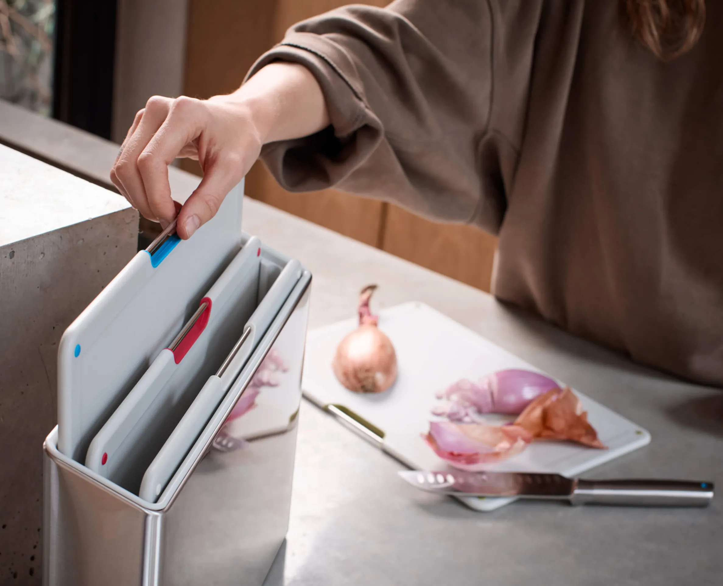 Folio™ Steel 4-piece Stone Cutting Board Set With Stainless-Steel Case