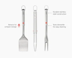 GrillOut™ 3-Piece Stainless-Steel BBQ Turner, Tongs & Fork Set