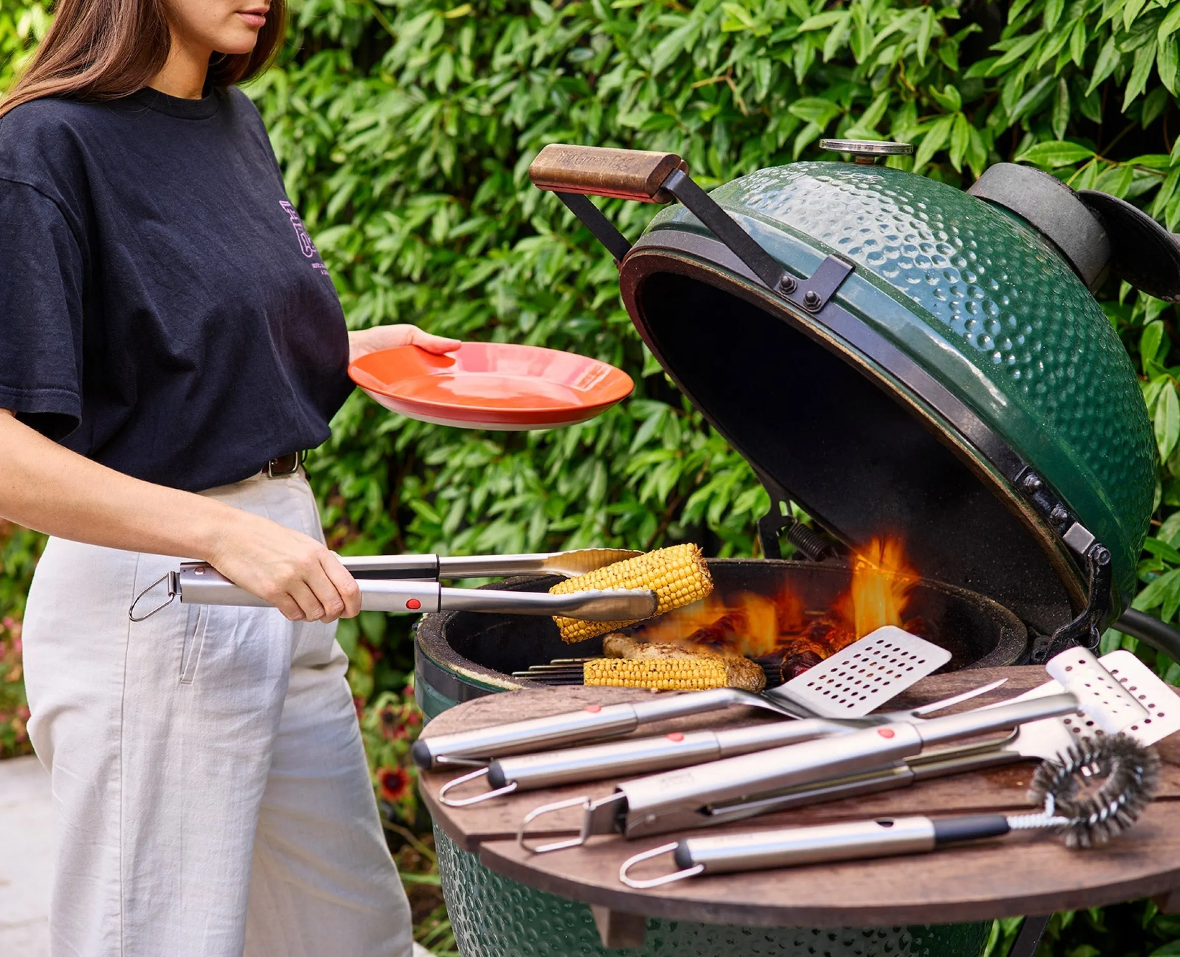 GrillOut™ 2-Piece Stainless-Steel BBQ Turner & Tongs Set