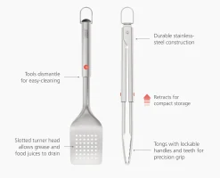 GrillOut™ 2-Piece Stainless-Steel BBQ Turner & Tongs Set