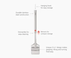 GrillOut™ Stainless-Steel BBQ Turner Tongs with Extending Handle