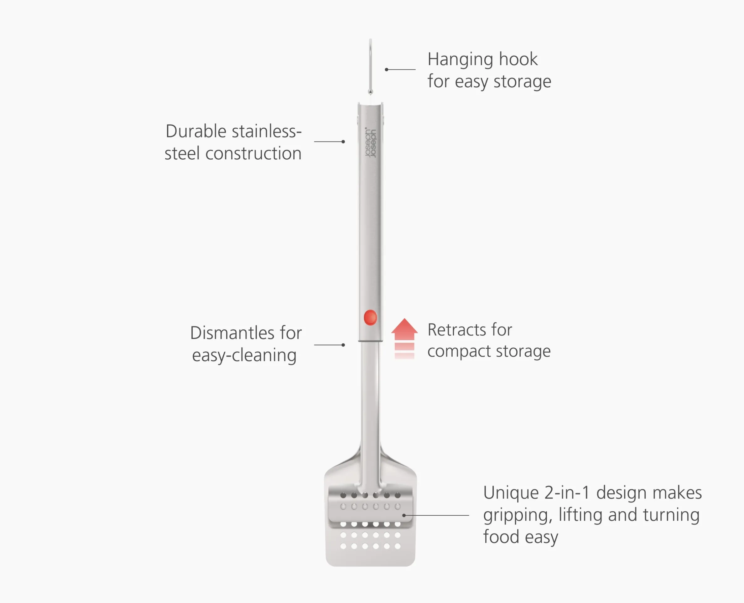 GrillOut™ Stainless-Steel BBQ Turner Tongs with Extending Handle
