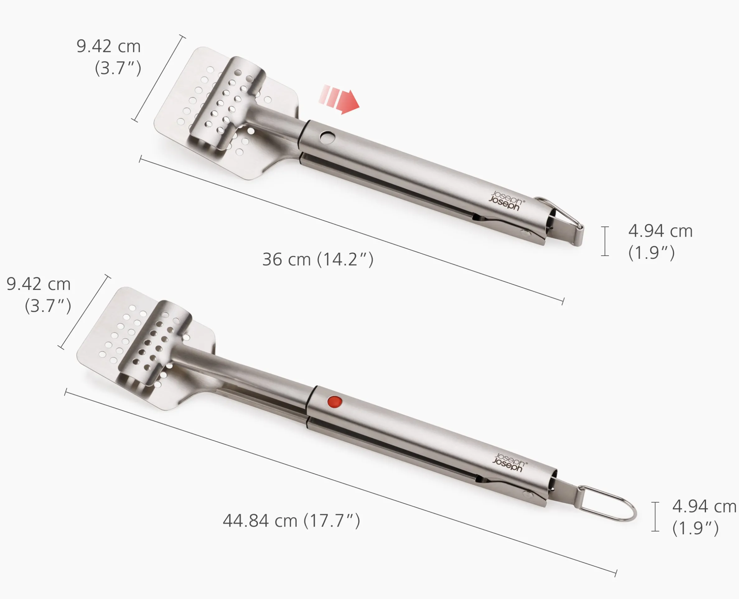 GrillOut™ Stainless-Steel BBQ Turner Tongs with Extending Handle