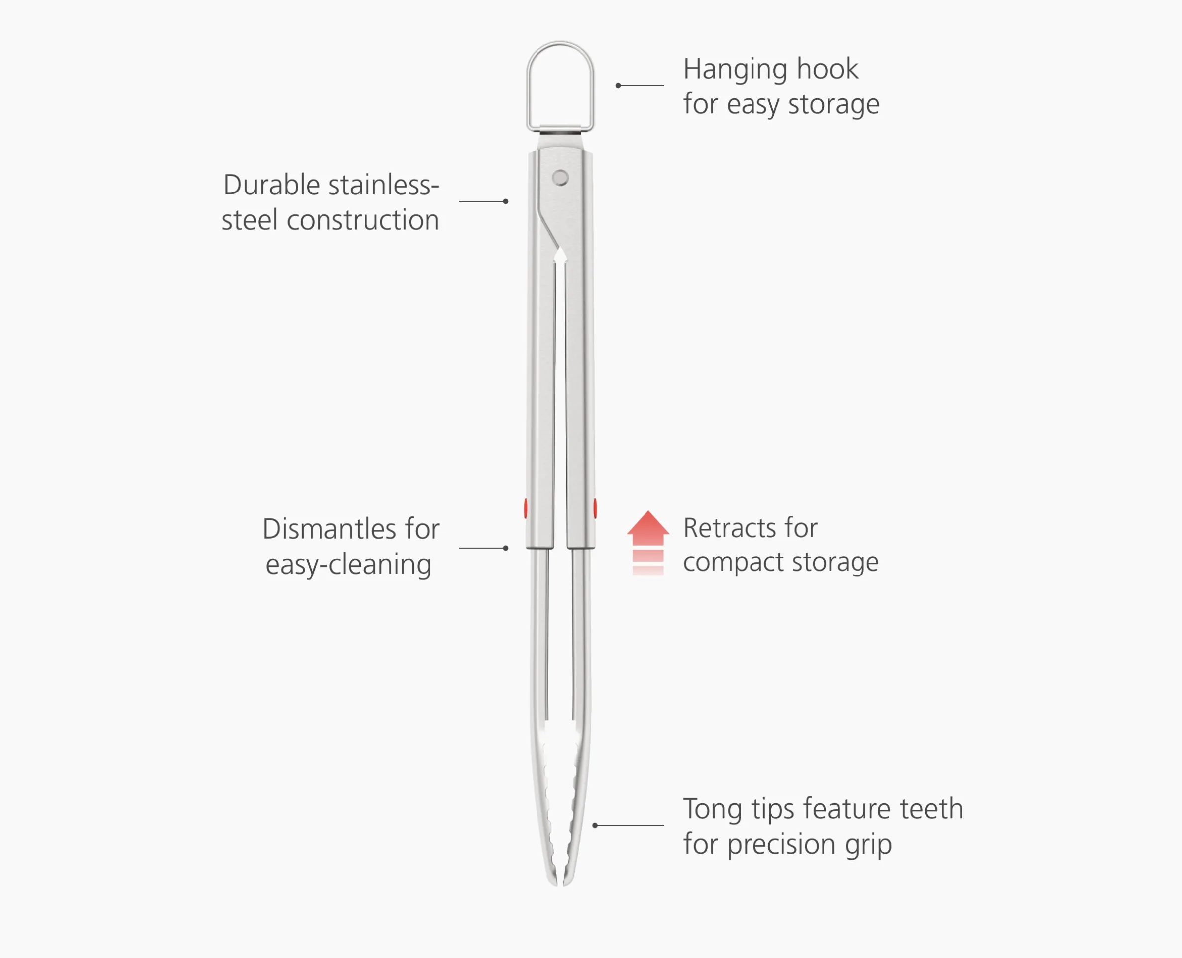 GrillOut™ Stainless-Steel BBQ Tongs with Extending Handle