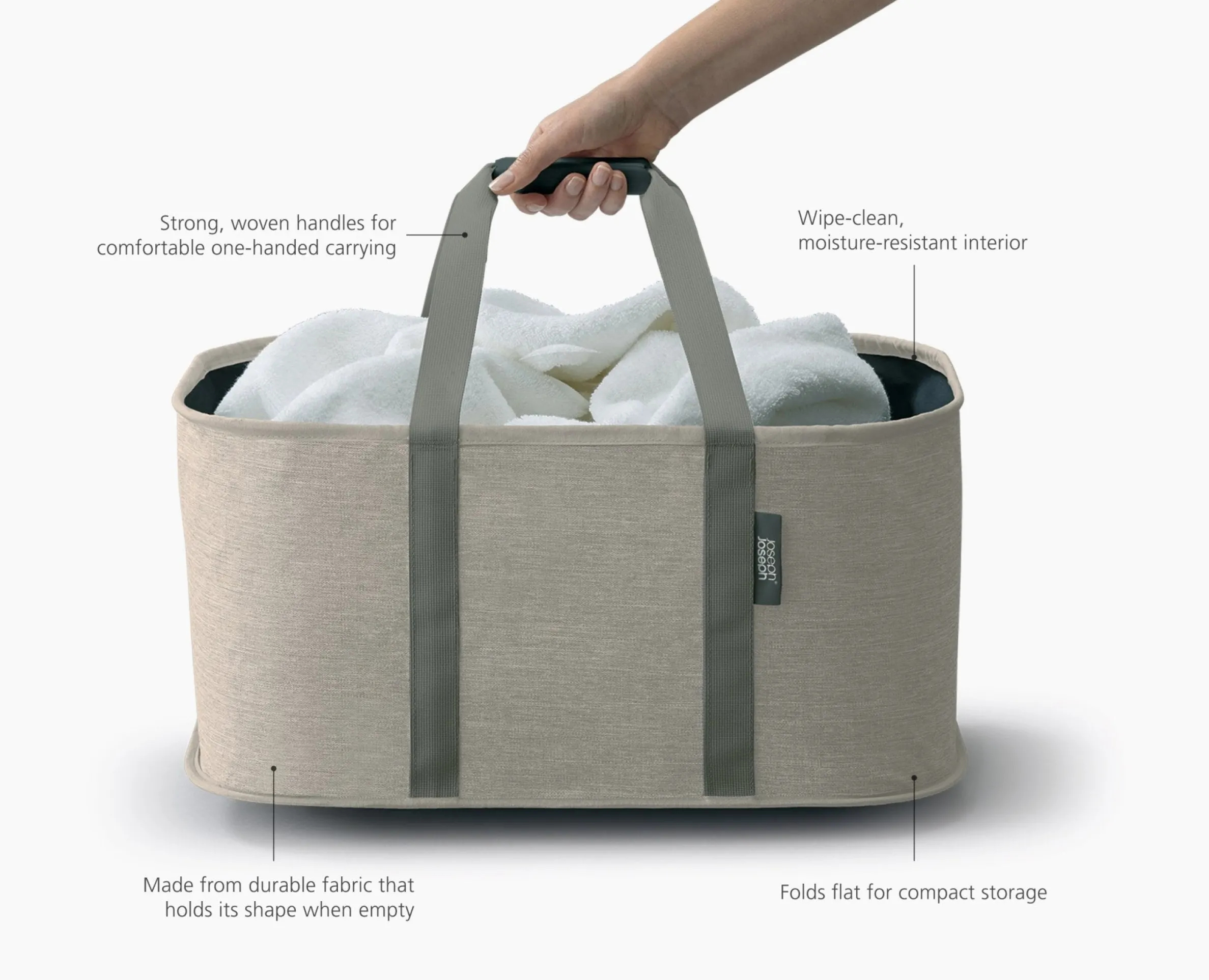 Hold-All™ Ecru Collapsible 35L Laundry Basket