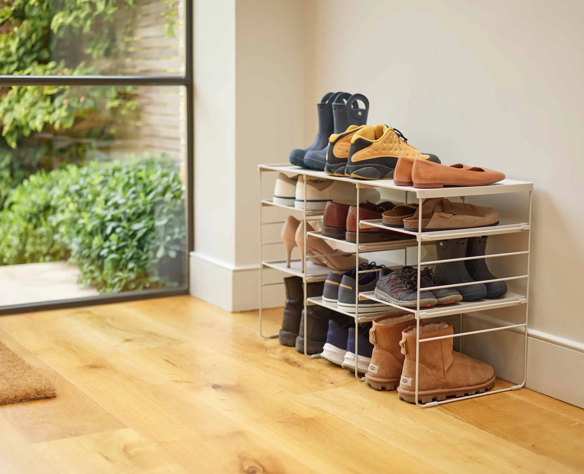 Level™ Plus Large Adjustable Ecru Shoe Rack