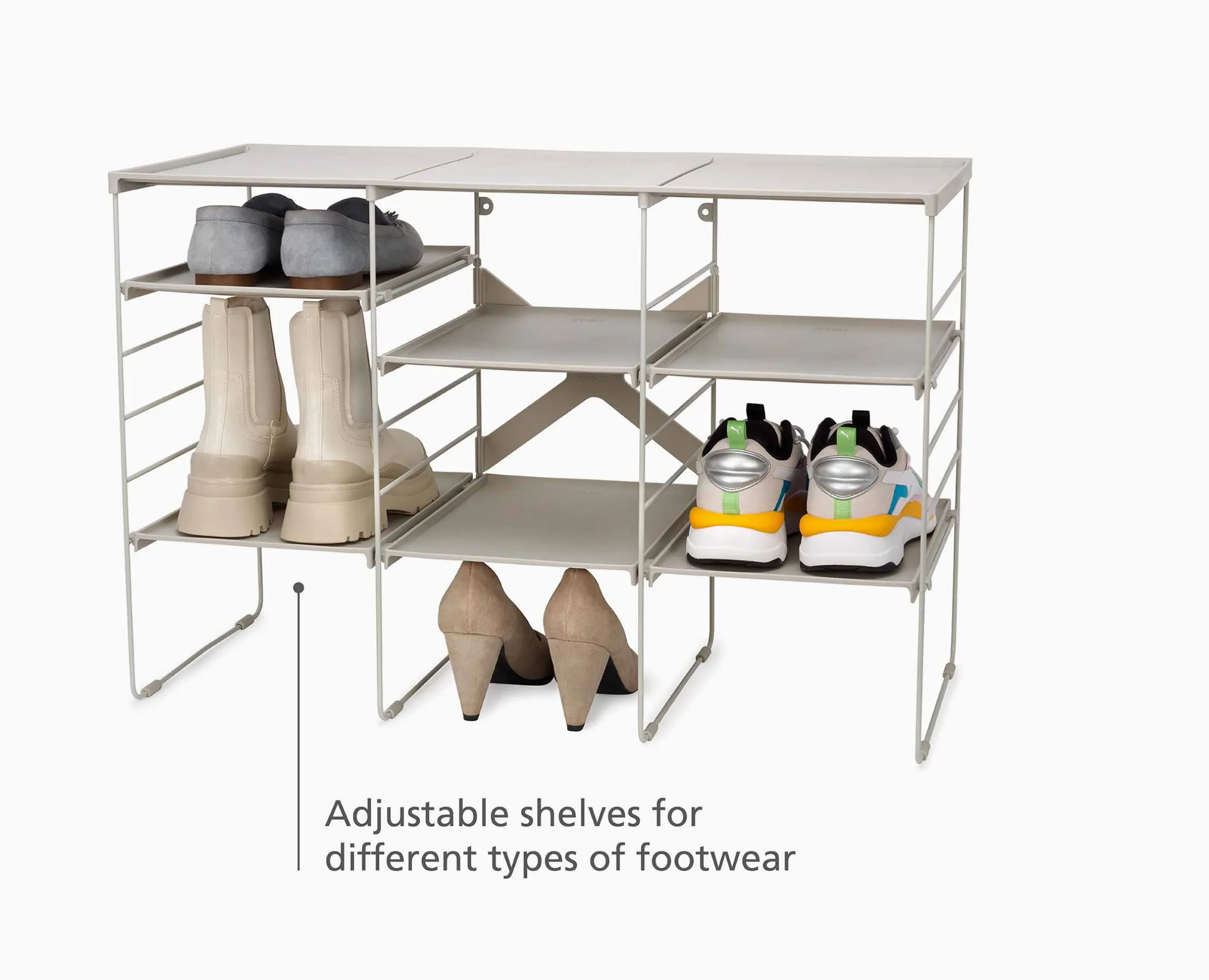 Level™ Plus Large Adjustable Ecru Shoe Rack