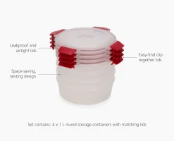 Nest™ Lock 8-Piece Red 1L Round Food Container Set