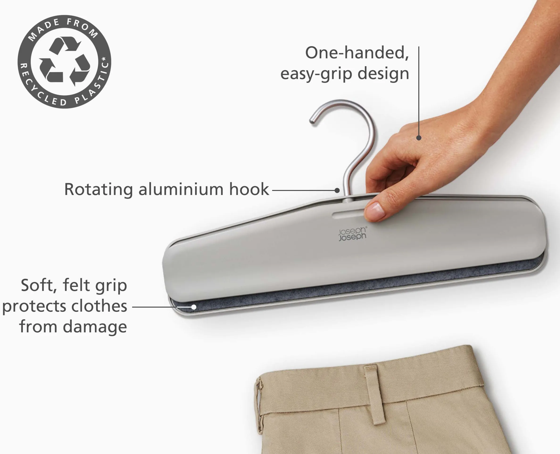 Orderly™ Easy-grip Set of 2 Ecru Skirt & Pants Hangers