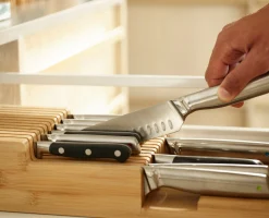 2-piece DrawerStore™ Bamboo Large Cutlery & Knife Organizer Set