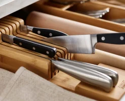 2-piece DrawerStore™ Bamboo Cutlery & Knife Organizer Set