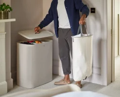 2-piece Ecru Tota Trio 90L & Hold-All™ 35L Laundry Basket Set