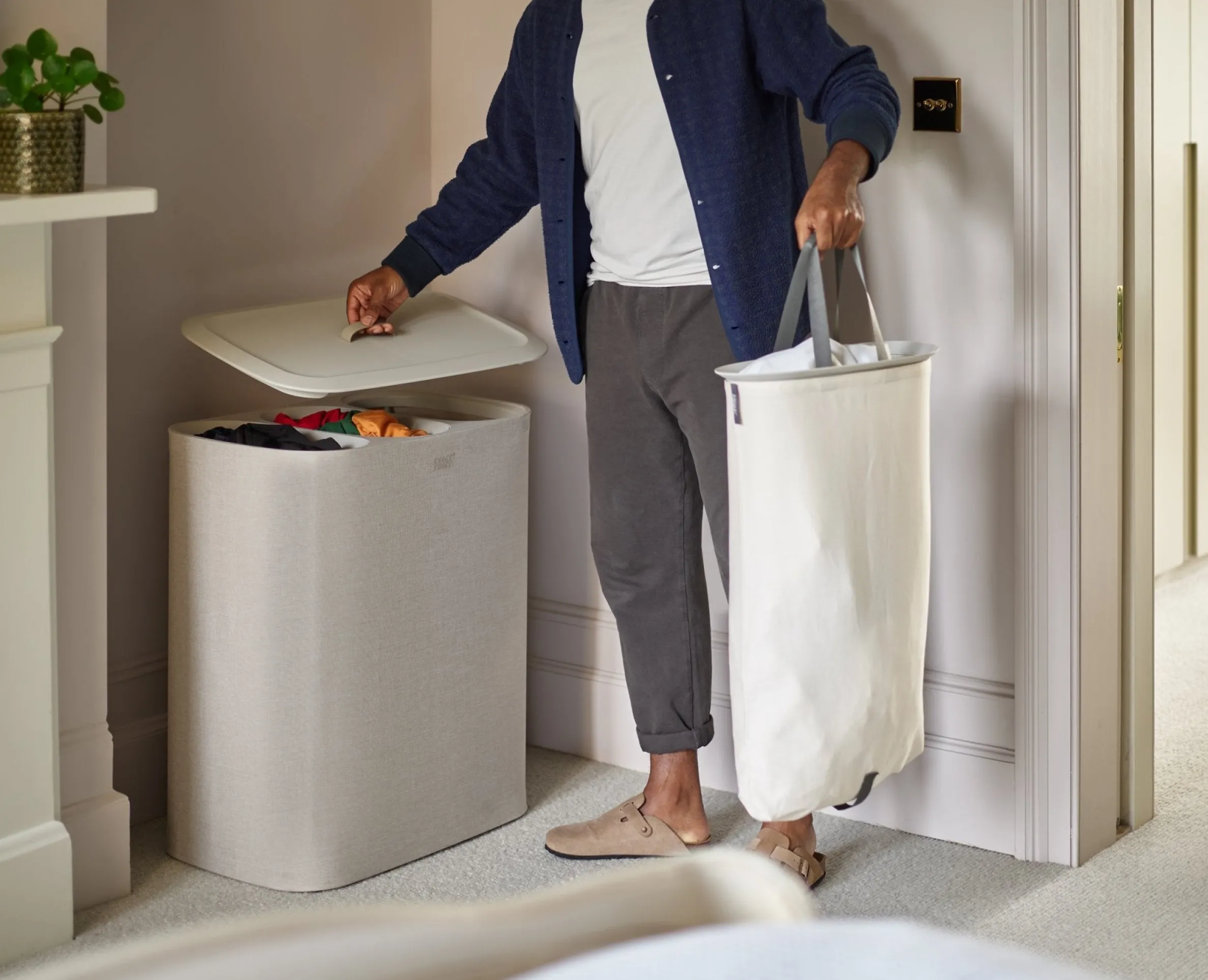 2-piece Ecru Tota Trio 90L & Hold-All™ 35L Laundry Basket Set