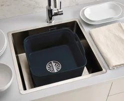 3-piece Gray Drainer, Washing-up Bowl & Brush Set