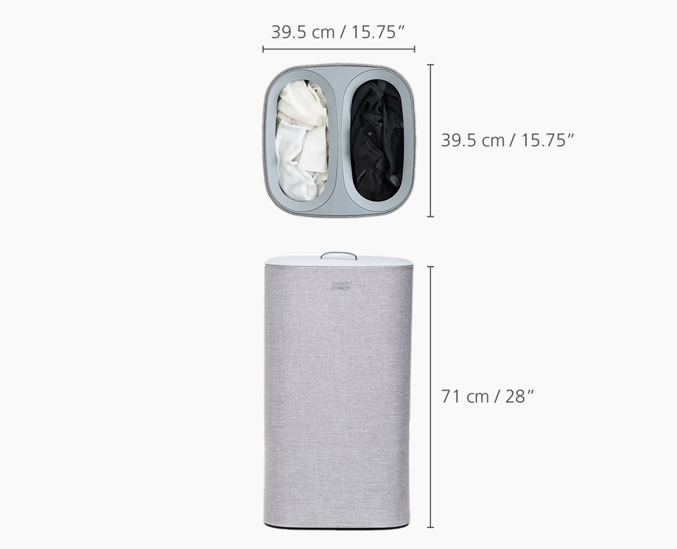 2-piece Gray Laundry Basket Set