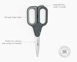 PlusCut™ Gray Scissors with Integrated Box Cutter