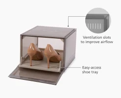 ShoeCase 2-piece Gray Shoe Storage Box