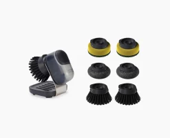 SinkTech™ Compact Soap Dispensing Dish Brush with Steel Stand & Extra Heads