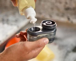 SinkTech™ Compact Soap Dispensing Dish Brush with Steel Stand & Extra Heads