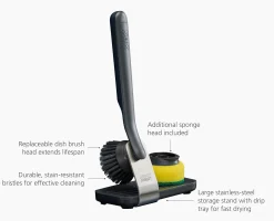 SinkTech™ Dish Brush & Sponge Set with Steel Stand