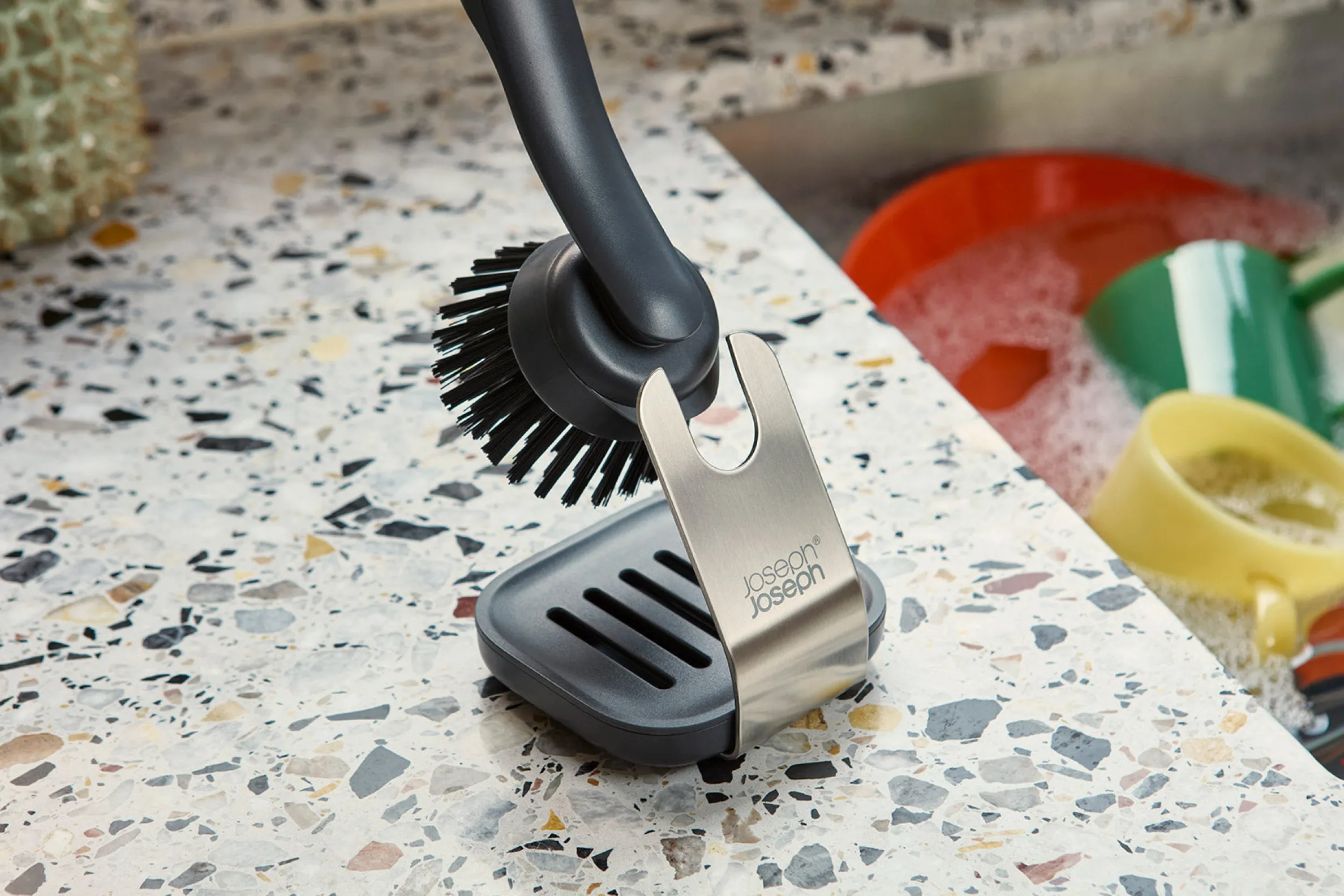 SinkTech™ Dish Brush with Steel Stand