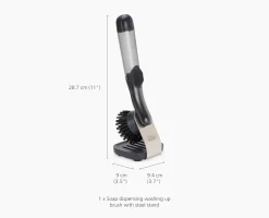 SinkTech™ Soap Dispensing Dish Brush with Steel Stand & Extra Heads