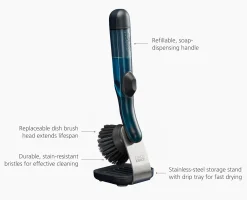SinkTech™ Soap Dispensing Dish Brush with Steel Stand