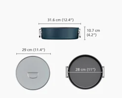 Space Folding Handle Ceramic Non-stick 5 Qt. Blue Shallow Casserole Pan & Lid