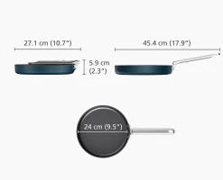 Space Folding Handle Ceramic Non-stick 9.5" Blue Frying Pan