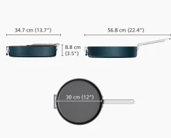 Space Folding Handle Ceramic Non-stick 4.4 Qt. Blue Sauté Pan