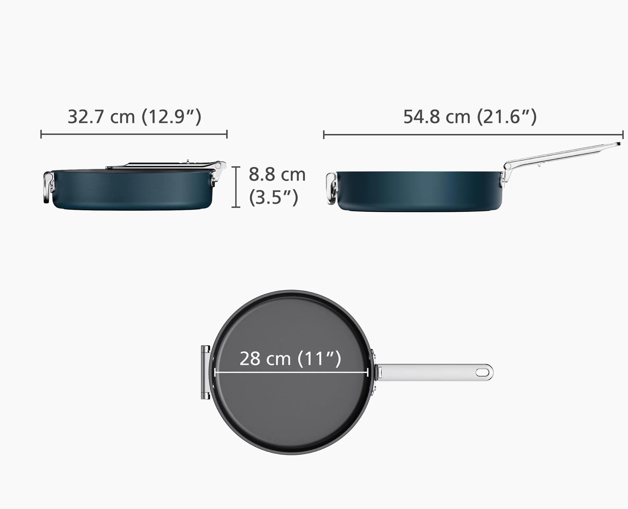 Space Folding Handle Ceramic Non-stick 3.8 Qt. Blue Sauté Pan